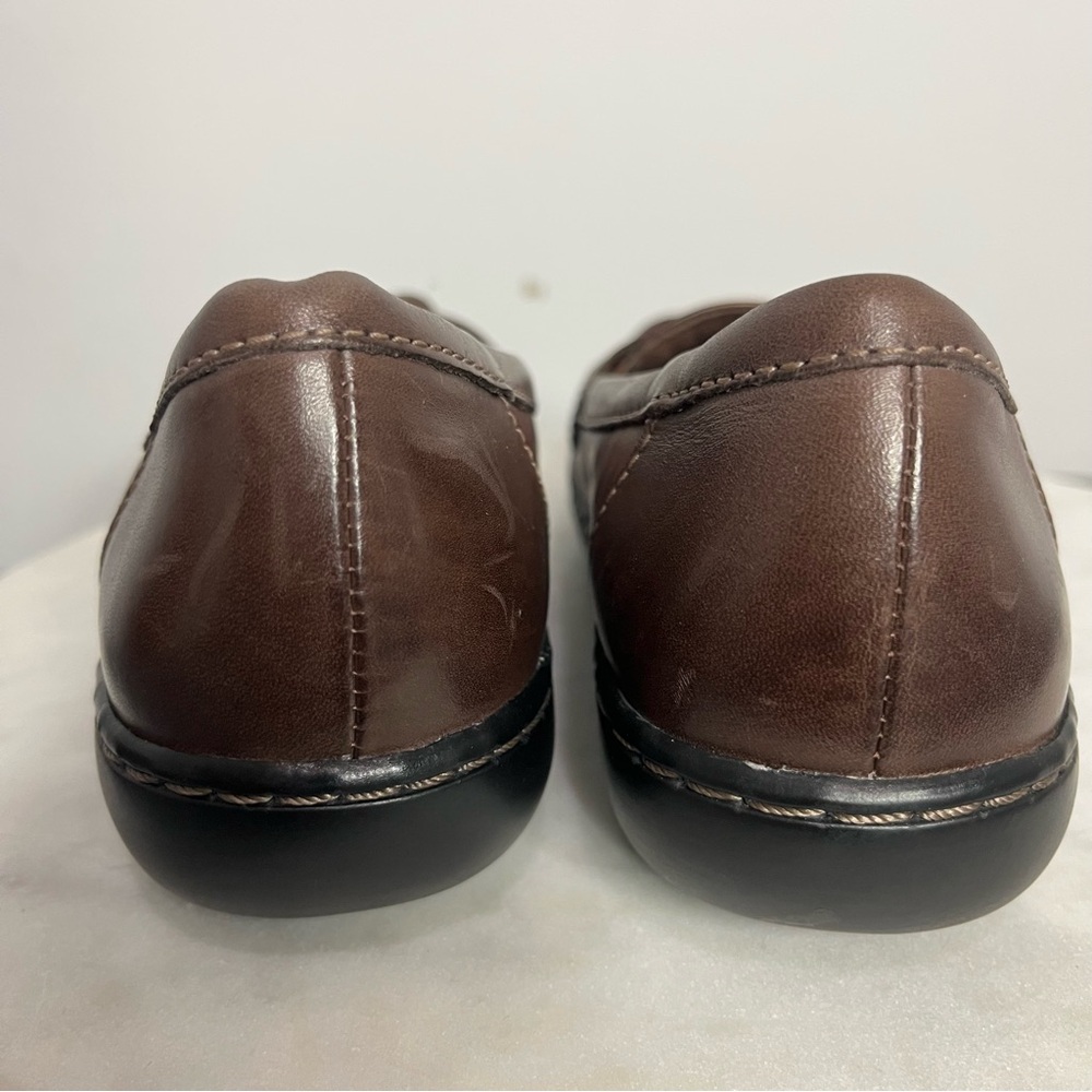Clarks Ashland Bubble Loafers Slip On Comfort Brown Leather Women 6W Wide Petite - Picture 7 of 13